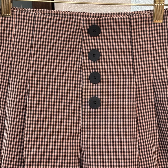 Zara Black & Pink Gingham Check Pleated Shorts - Size S - Picture 4 of 8